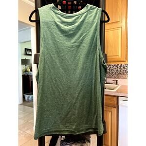 Top NWOT dk green long tank top with center seam, sz XL, $15